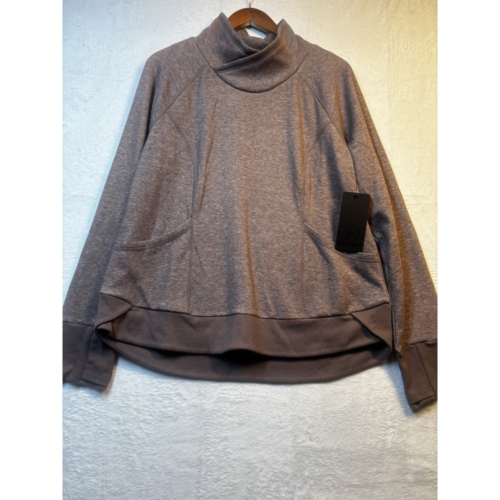 NWT Reflex 90 Degree Women's XXL Yoga Athletic Brown Crossover Neck Sweatshirt